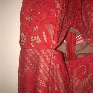 LF Red Lacey Sexy Evening Dress Size S